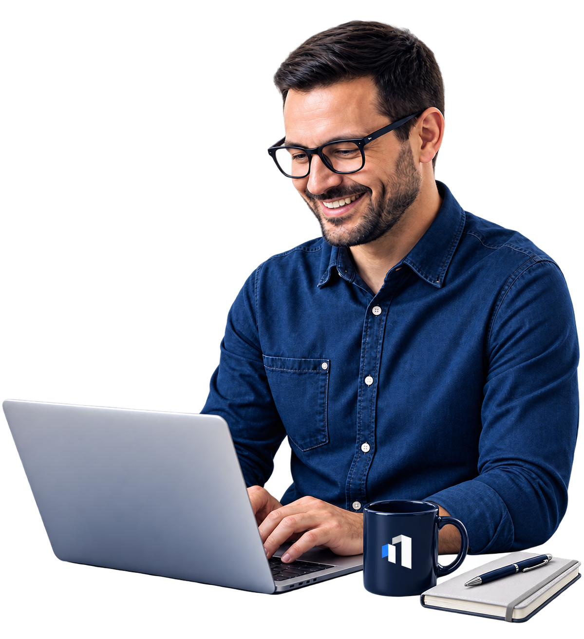 Profissional trabalhando em um notebook